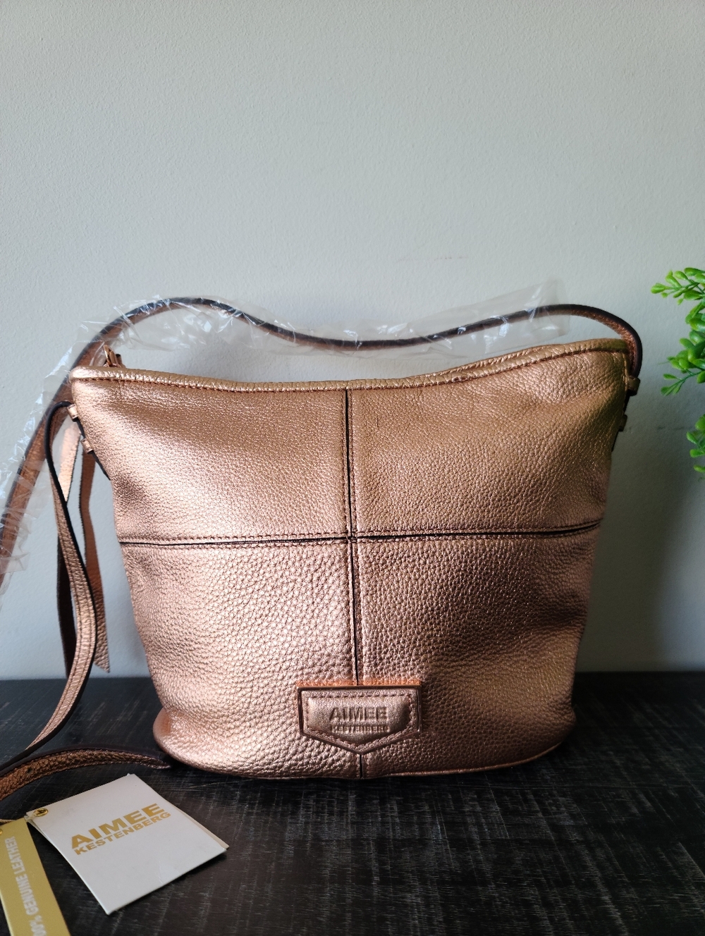 NWT Aimee Kestenberg Leather Rose Gold Crossbody Bag